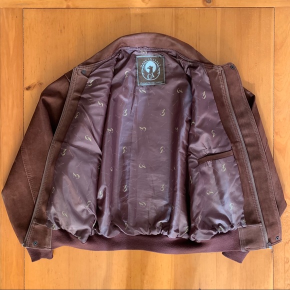 Brown Nubuck Bomber Jacket - Picture 5 of 7